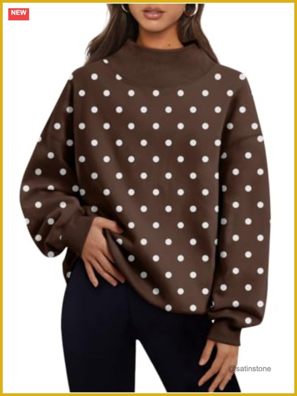 Oversized Mock Neck Pullover Sweatshirt Fleece Lined Long Sleeve